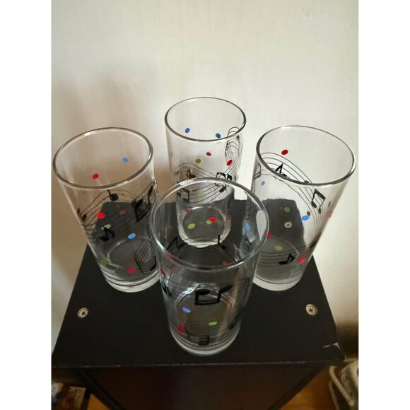 Vintage Music Notes Drinking Glass Set of 4 Barware - Picture 5 of 5